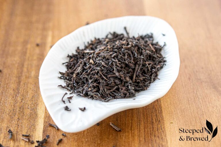 Ceylon black tea in a ceramic dish