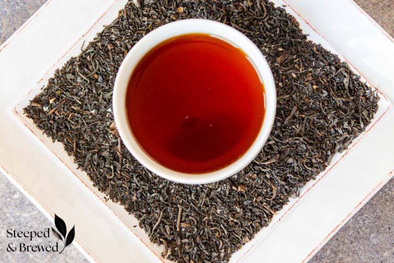 Black tea leaves and liquor