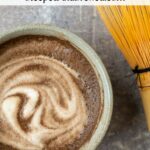 Hojicha latte in a bowl